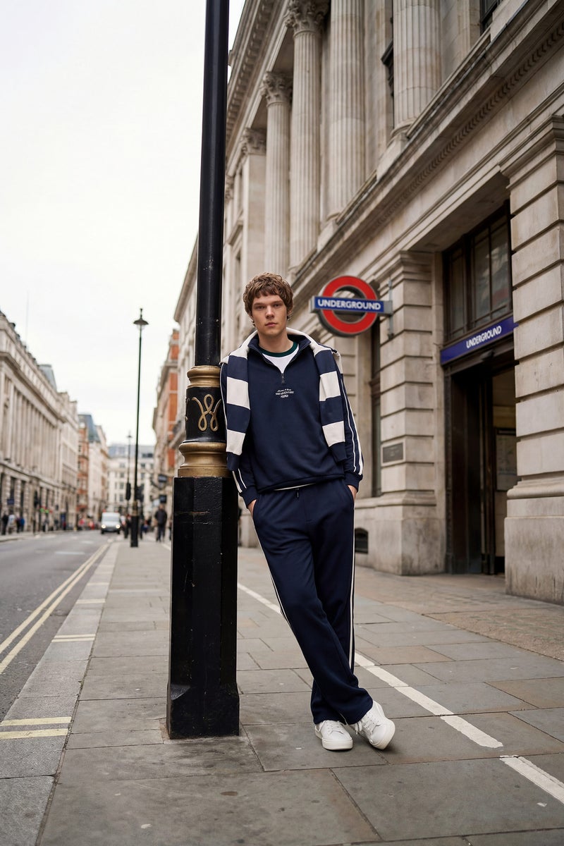 DeFacto Blue Man Boxy Fit Slogan Print Sweatshirt Casual - Image 2